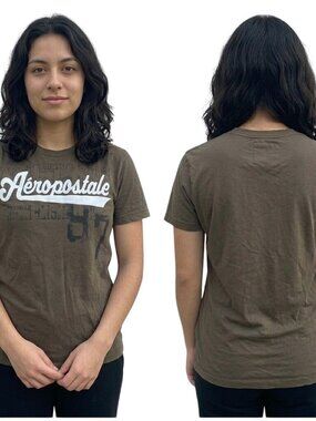 Aeropostale Unisex T-Shirt Large Brown Short Sleeve Crewneck Casual Graphic Tee